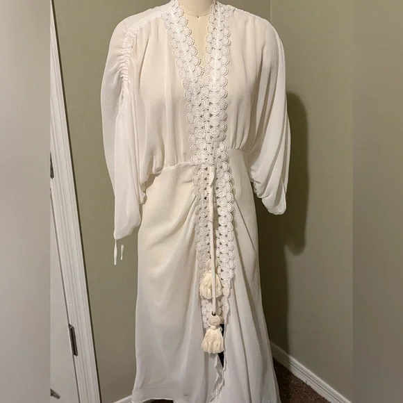 Ramy Brook | Dresses | Ramy Brook Cream Long Sleeve Dress With Tassel  Detail | Poshmark